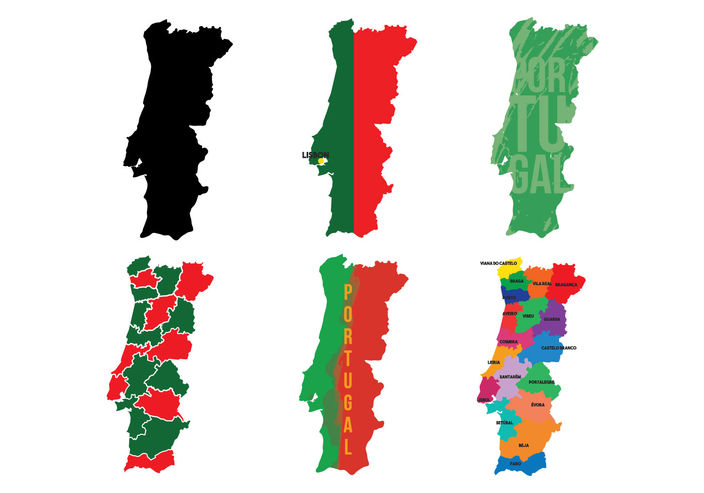 Portugal Map With Regions 153659 Vector Art at Vecteezy