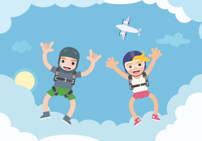 Couple Skydiving Illustration vector