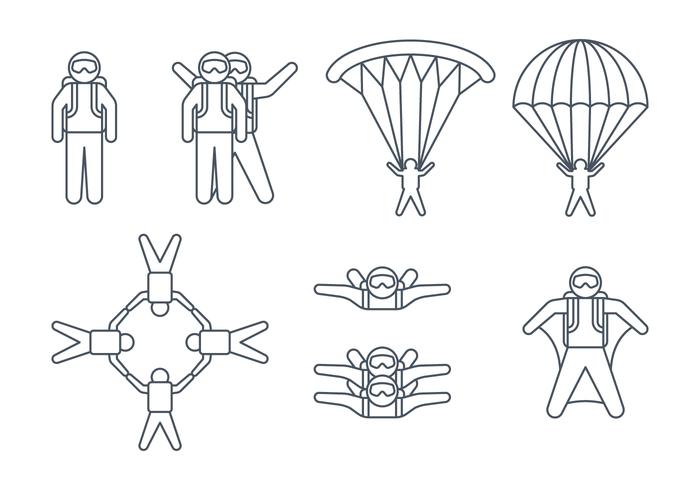 Iconos de Skydiver vector