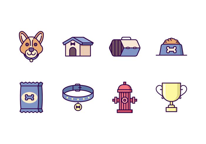 Dog Equipment Icons vector