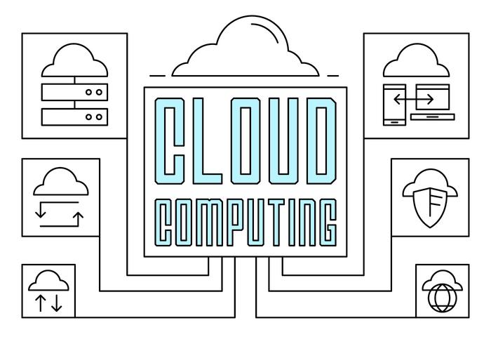 Linear Cloud Computing Illustration vector