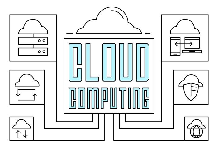 Ilustración de computación en la nube lineal vector