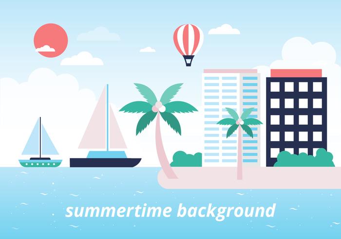 Free Colorful Summer Beach Vector Background