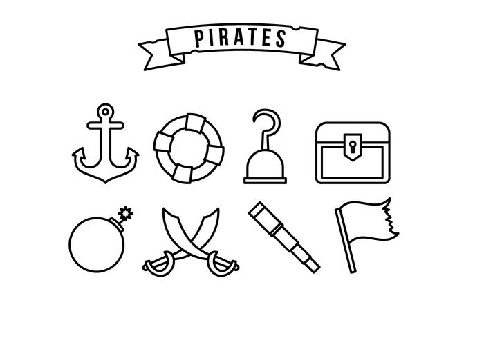 Conjunto de iconos de pirata vector