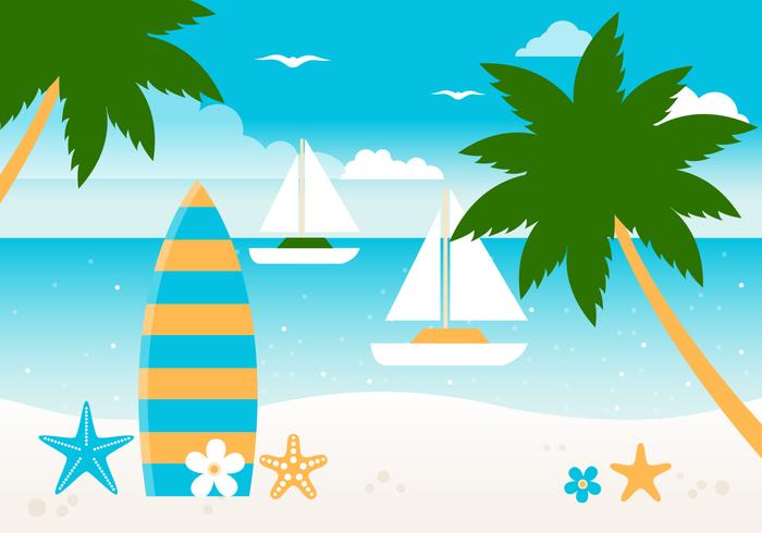 Free Flat Summer Beach Vector Background