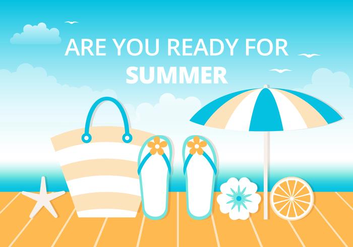 Free Flat Summer Beach Vector Background Free Flat Summer Beach Vector Background