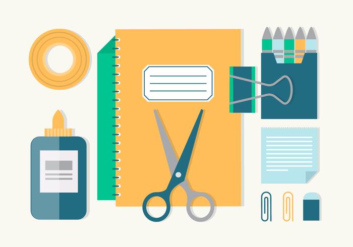 Free Flat Design Vector Back to School Essentials