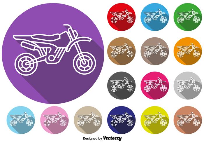 Vector Colorful Buttons Of Motocross Motorcycle Icon