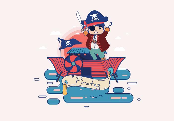 Pirate Banner with Caracter Vector