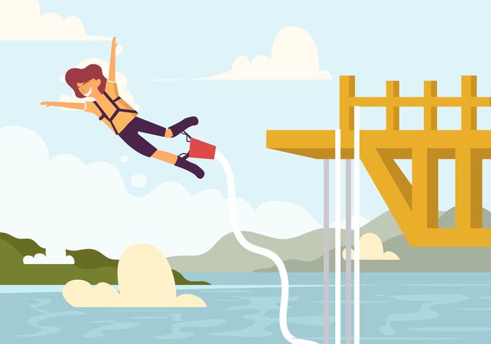 A Man Doing Bungee Jumping vector