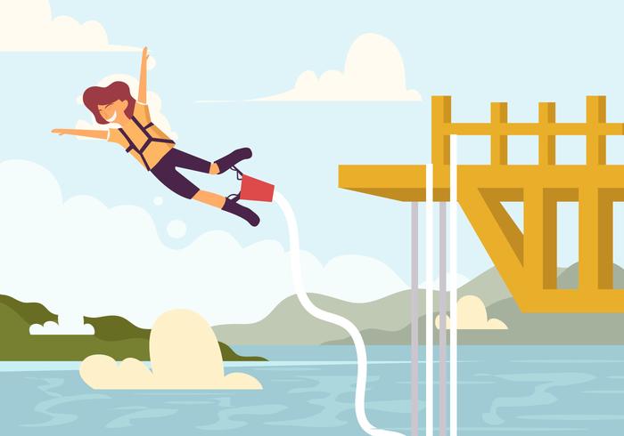 Un hombre haciendo Bungee Jumping vector