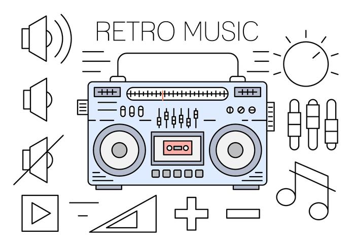 Linear Retro Music Icons vector