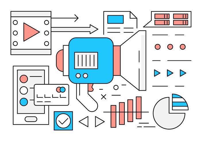 Iconos de Marketing Lineal Gratuitos vector