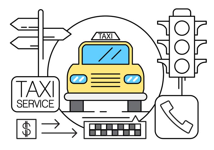 Linear Taxi Icons vector