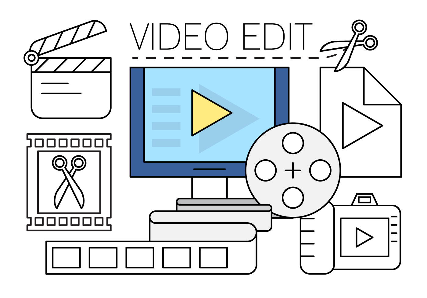 Free Video Edit Icons 155613 Vector Art at Vecteezy