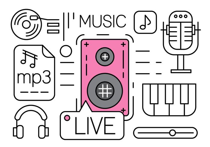 Free Linear Music Icons vector