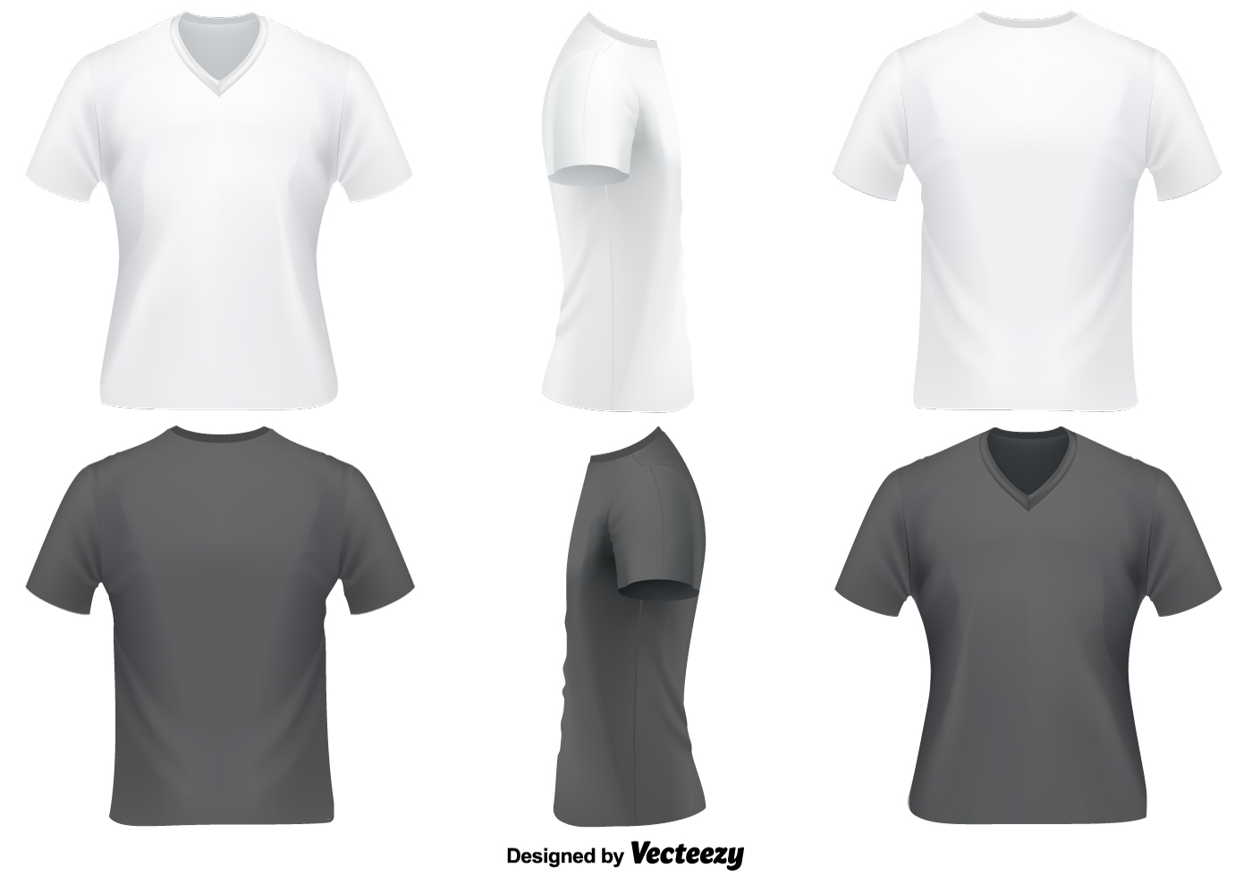 Download Vector Set Of V Neck T Shirts Template 155630 - Download Free Vectors, Clipart Graphics & Vector Art