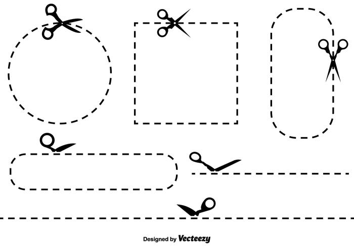 Vector Cut Here Color Symbols And Icons Set