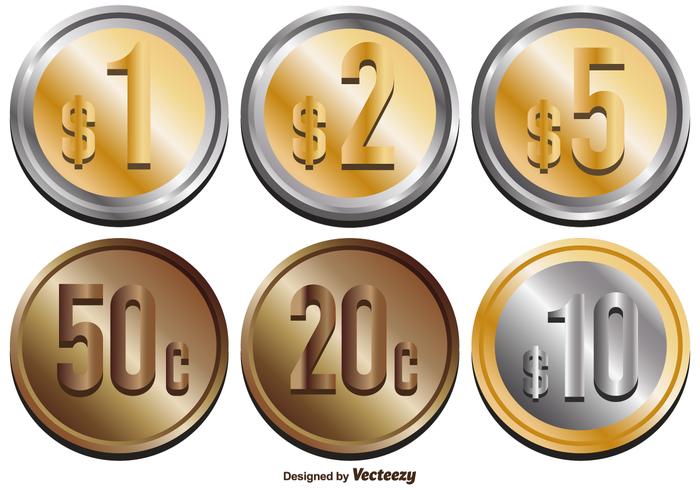 Vector Abstract Mexican Peso Coins Set