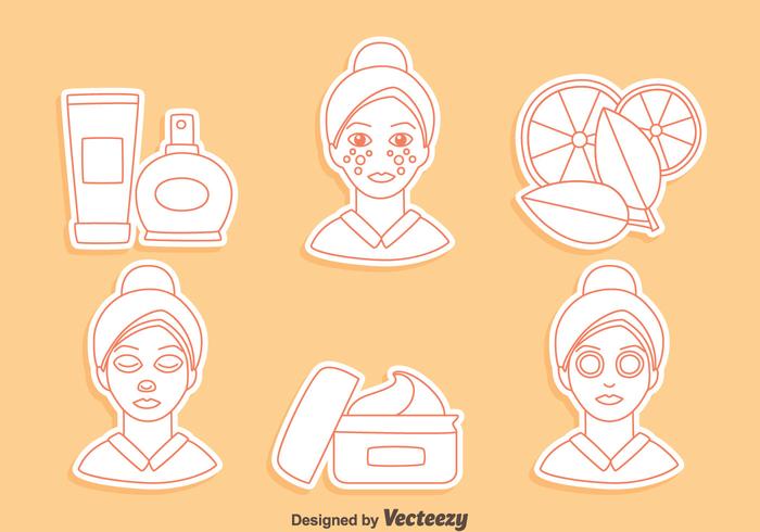 Skincare Dermatology Line Icons Vector