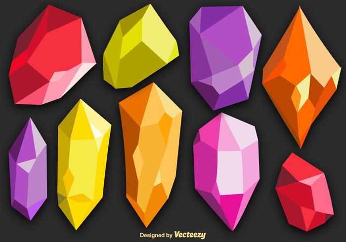 Vector Colorful Quartz Crystals Set