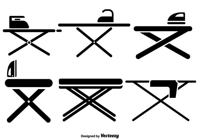 Vector Ironing Table Flat Icons