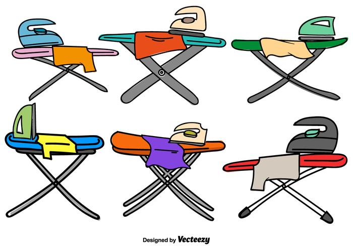 Vector Doodle Ironing Table Color Icons