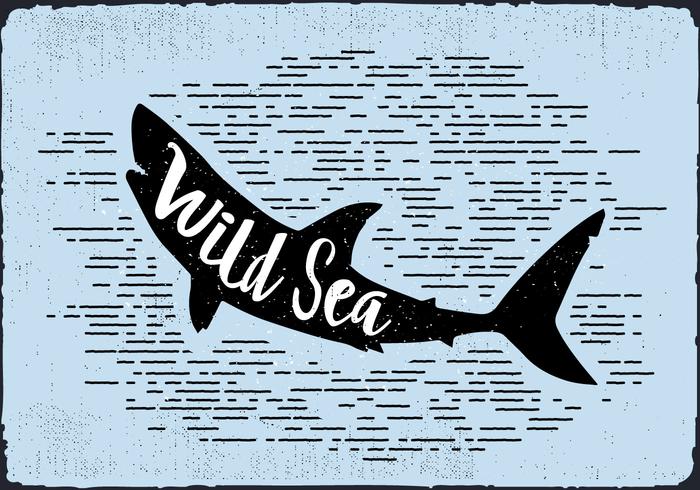 Vector libre silueta del tiburón ilustración con tipografía