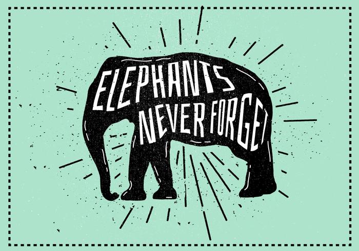 Ilustración vectorial libre de la silueta del elefante con la tipografía vector