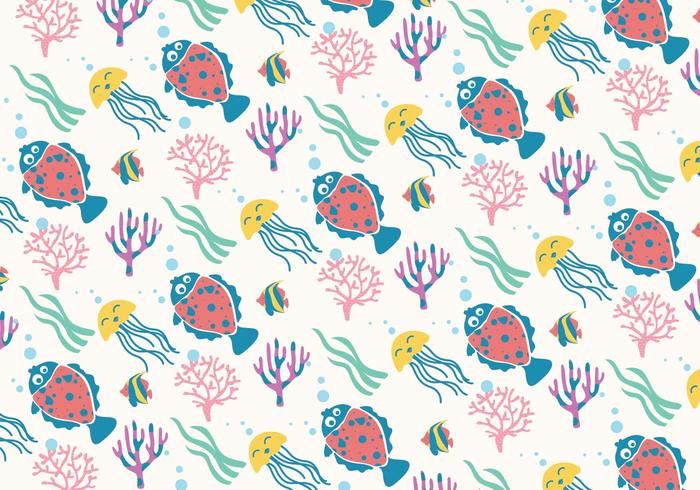 Flounder and Jelly Fish Pattern Texture Vector