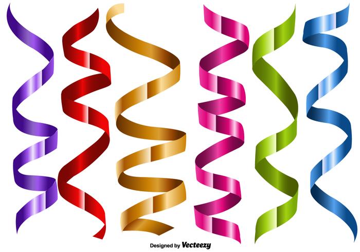 Vector Set Of Metallic Color Streamers