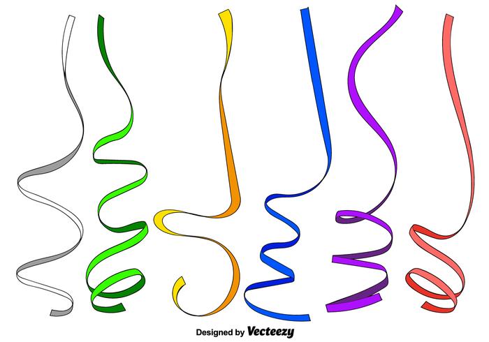 Vector Set Of Thin Party Streamers