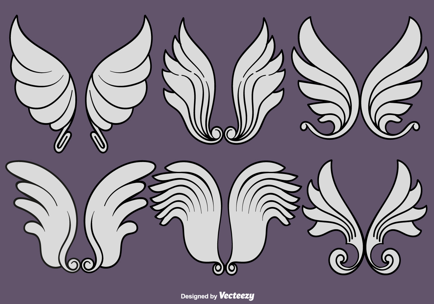 Download Vector Set Of Angel Wings Icons - Download Free Vectors, Clipart Graphics & Vector Art