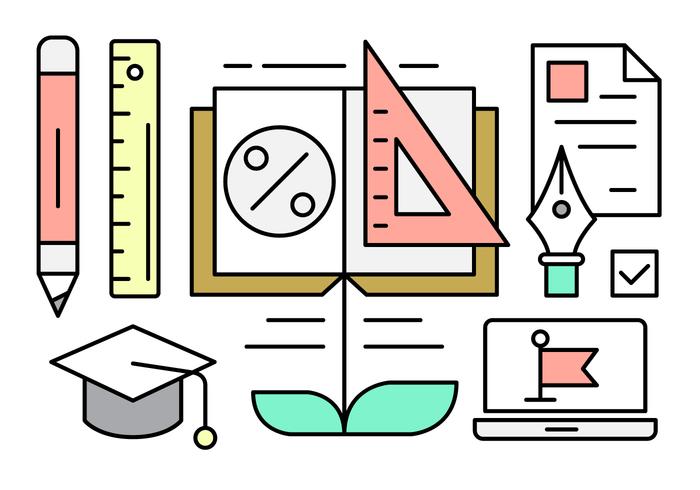 Elementos vectoriales lineales sobre la educación vector