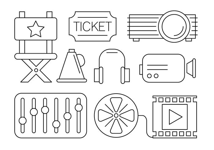 Iconos de cine gratuitos en estilo lineal vector