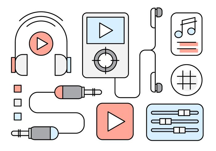 Free Linear Music Icons vector