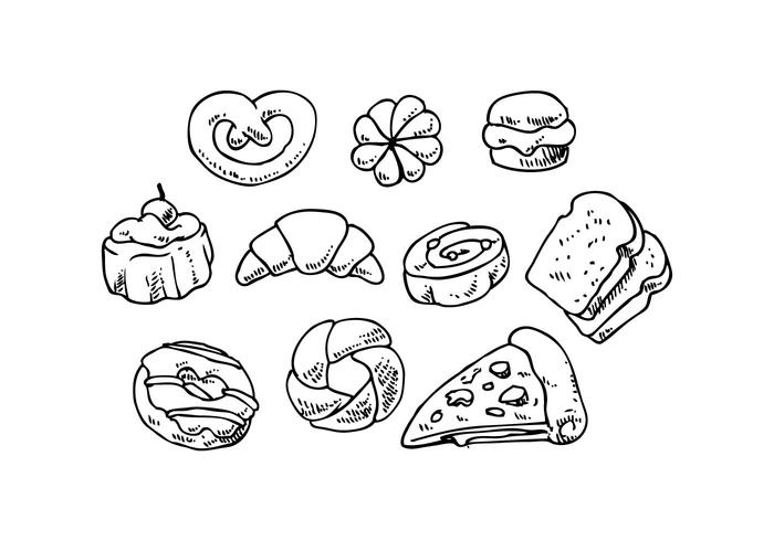 Free Bakeries Hand Drawn Icono de vectores