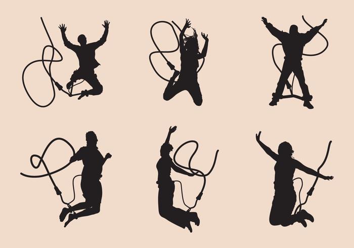 Bungee Jumping Silhouette Set vector