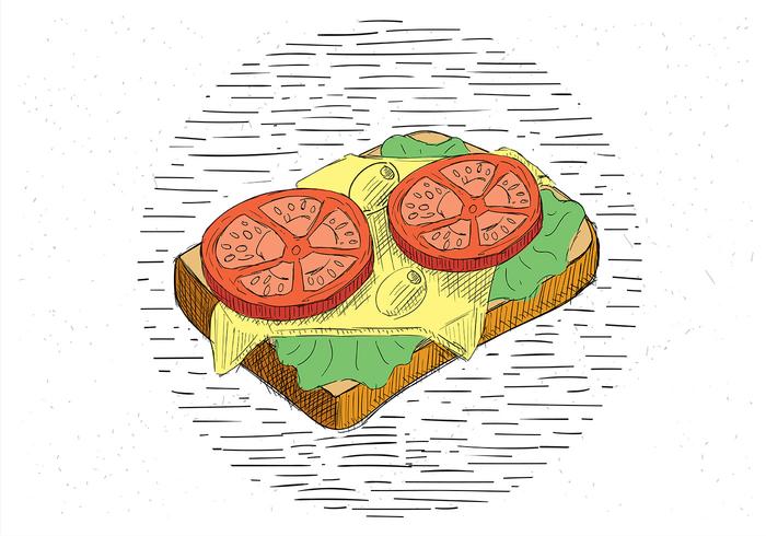 Mano libre dibujado Vector Sandwich Ilustración