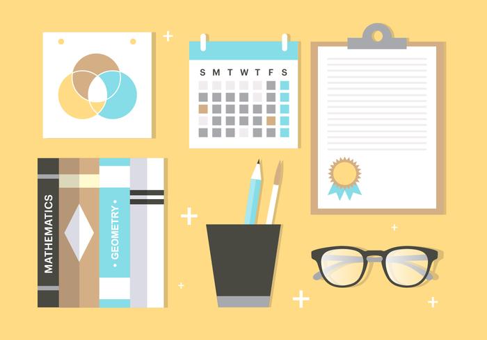 Free Flat Design Vector School Accessories