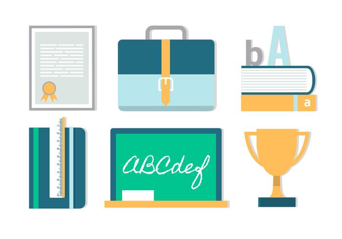 Free Flat Design Vector Back to School Icons Free Flat Design Vector Back to School Icons
