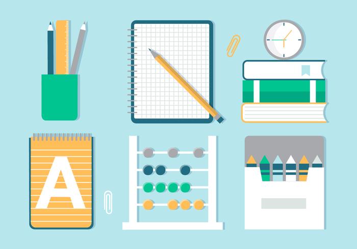 Free Flat Design Vector Back to School Icons