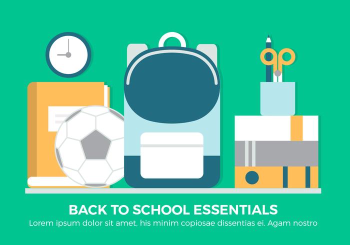 Free Flat Design Vector School Accessories