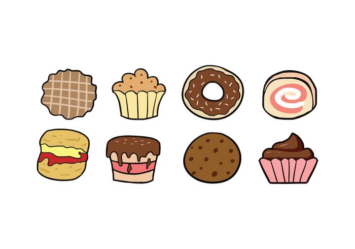 Iconos de cookies y pastel vector