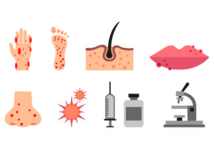 Conjunto de iconos de dermatología vector