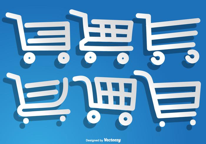 Vector Hand Drawn Supermarket Cart Icons Set