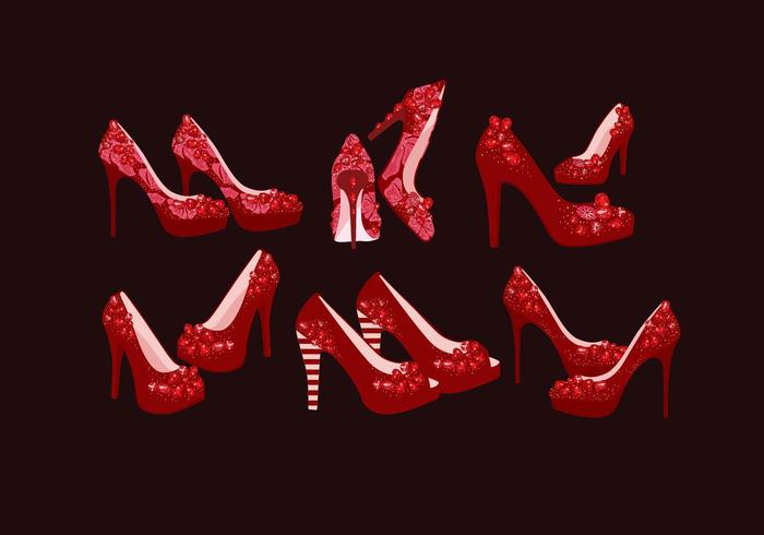 Ruby Slippers with Sparkles Vector