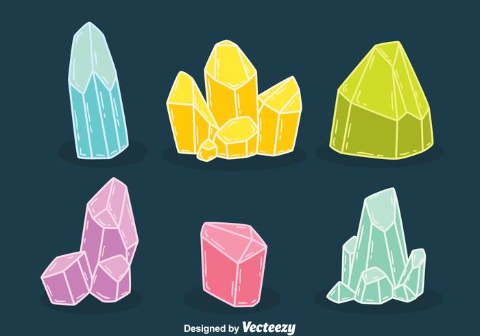 Hand Drawn Colorful Quartz Vectors