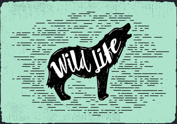 Vector libre silueta ilustración del lobo con la tipografía