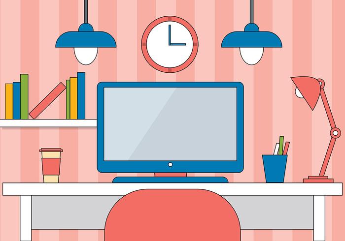 Free Flat Vector Designers Desk Illustration